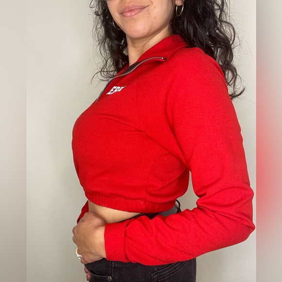 Fashion Nova Red Rebel Cropped Top Sweater - Picture 4 of 6